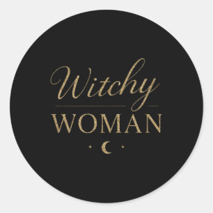Sticker Rond Witchy Femme Débardeur Witch Wiccan Et Pagan Hallo