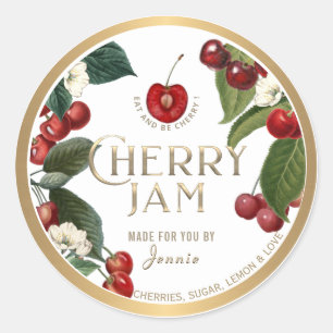 Sticker Rond Witty Logo Design Elegant Cherry Jam Preserve