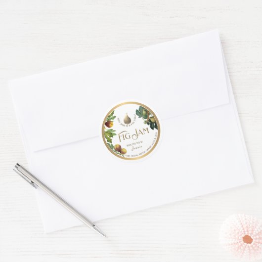 Sticker Rond Witty Logo Design Élégant Fig Jam Preserve Classi (Enveloppe)