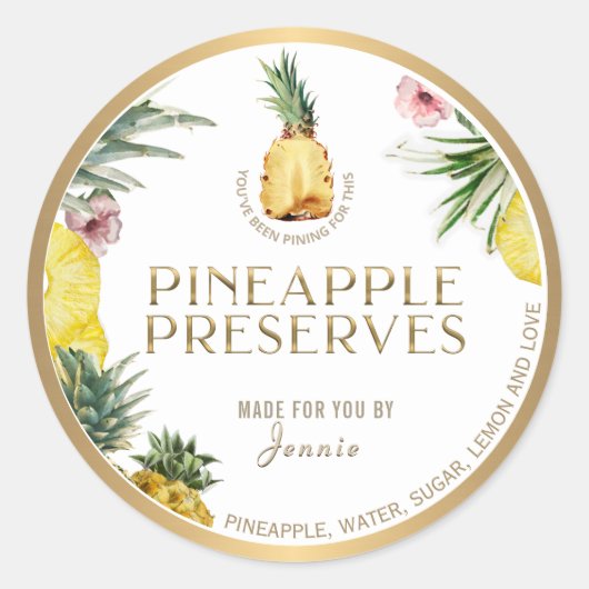 Sticker Rond Witty Logo Design Elegant Pineapper Preserve (Devant)