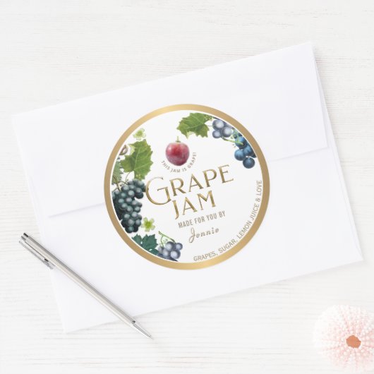 Sticker Rond Witty Logo Design Élégante Jelly Jam Grape (Enveloppe)