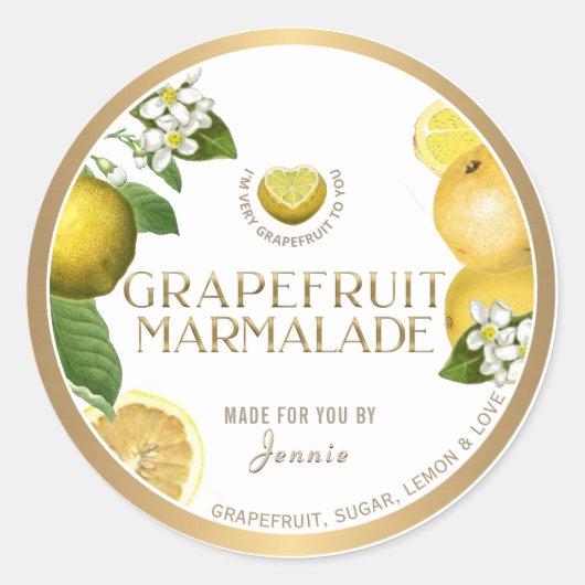 Sticker Rond Witty Logo Design Élégante Marmalade de pamplemous (Devant)