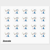 Sticker Rond Wizard Waving And Cape Holding A Magic Wand (Feuille)