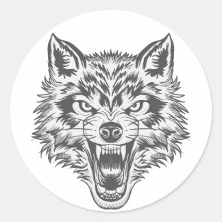 Sticker Rond Wolf Animaux Meilleur Cadeau