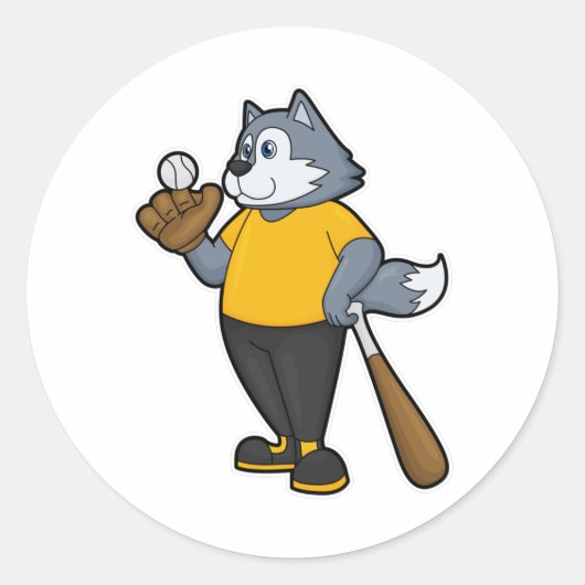 Sticker Rond Wolf au baseball avec batte de baseball (Devant)