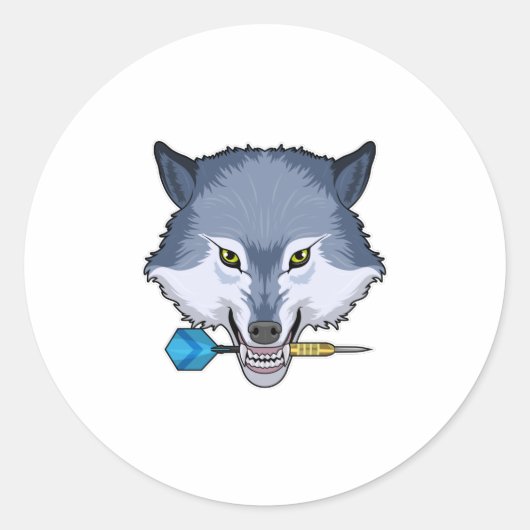 Sticker Rond Wolf aux fléchettes avec Dart (Devant)