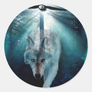 Sticker Rond WOLF & EAGLE Wildlife Series