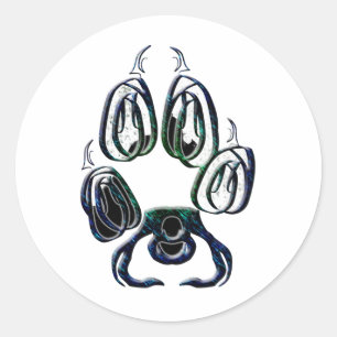 Sticker Rond Wolf Empreinte de patte