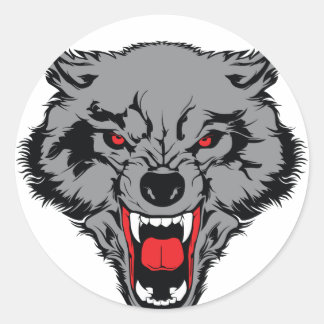 Sticker Rond Wolf en colère