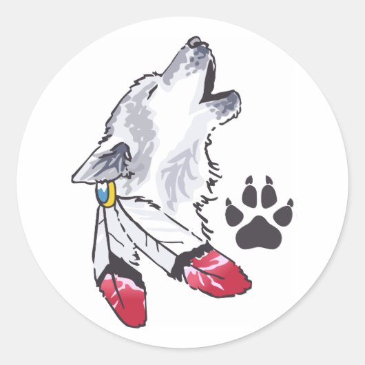 STICKER ROND WOLF ET EMPREINTE DE PATTE (Devant)