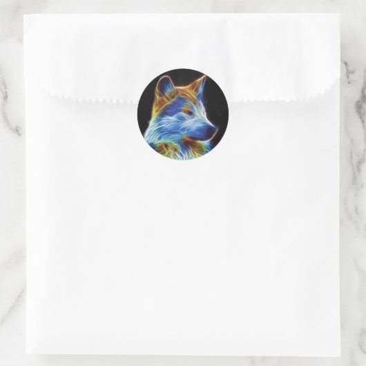 Sticker Rond Wolf Fractal (Sac)