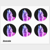 Sticker Rond Wolf Howling à Moon (Feuille)
