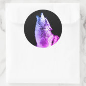 Sticker Rond Wolf Howling à Moon (Sac)
