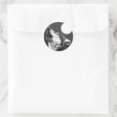 Sticker Rond Wolf Howling à Moon (Sac)