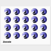 Sticker Rond Wolf Howling à Moon (Feuille)