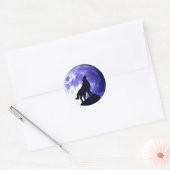 Sticker Rond Wolf Howling à Moon (Enveloppe)