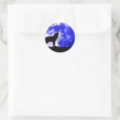 Sticker Rond Wolf Howling à Moon (Sac)
