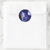 Sticker Rond Wolf Howling à Moon (Sac)