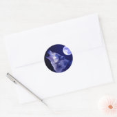 Sticker Rond Wolf Howling à Moon (Enveloppe)