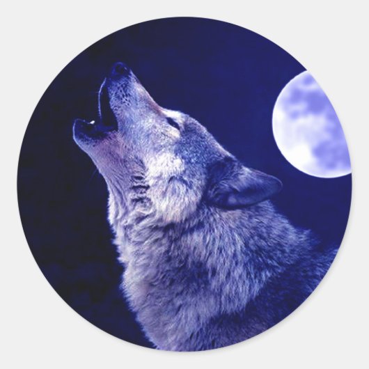 Sticker Rond Wolf Howling à Moon (Devant)