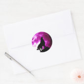 Sticker Rond Wolf Howling à Moon (Enveloppe)