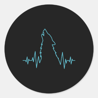 Sticker Rond Wolf Howling Pulse Heartbeat Wolves Costume animal