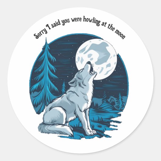 Sticker Rond Wolf hurle sur la lune (Devant)