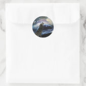 Sticker Rond Wolf hurle sur la lune (Sac)