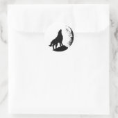 Sticker Rond Wolf & Moon Silhoutte (Sac)