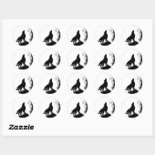 Sticker Rond Wolf & Moon Silhoutte (Feuille)