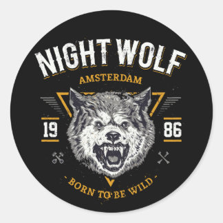 Sticker Rond Wolf Night Amsterdam Meilleur cadeau