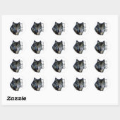Sticker Rond Wolf Portrait Votre nom Écriture personnalisée (Feuille)