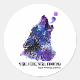 Sticker Rond Wolf Toujours Là Pour Lutter Contre Le Suicide
