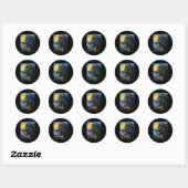Sticker Rond Wolf Werewolf - Van Gogh Style - Starry Nig (Feuille)