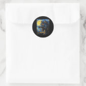 Sticker Rond Wolf Werewolf - Van Gogh Style - Starry Nig (Sac)