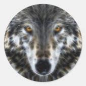 Sticker Rond Wolf Woodland Portrait inspirant (Devant)