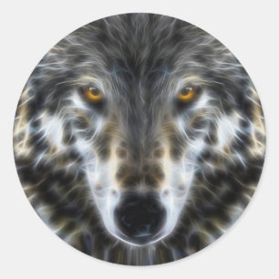 Sticker Rond Wolf Woodland Portrait inspirant
