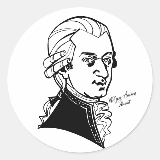 Sticker Rond Wolfgang Amadeus Mozart (Devant)