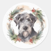Sticker Rond Wolfhound Festive Wreath (Devant)