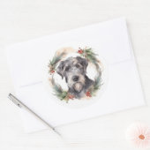 Sticker Rond Wolfhound Festive Wreath (Enveloppe)