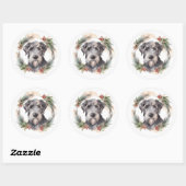 Sticker Rond Wolfhound Festive Wreath (Feuille)