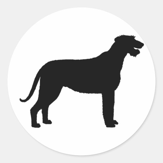 Sticker Rond Wolfhound irlandais (en noir) (Devant)