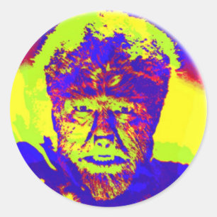 Sticker Rond Wolfman Pop Art coloré