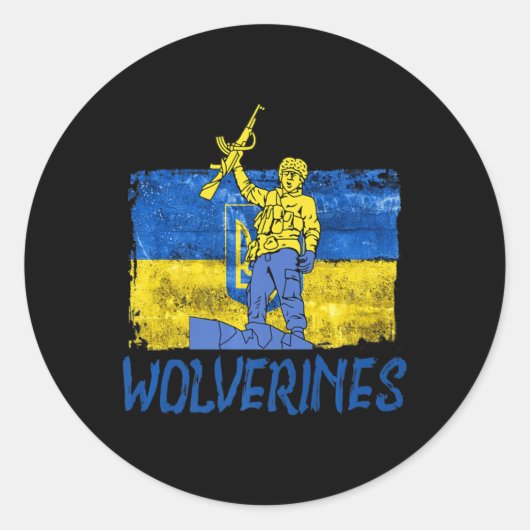 Sticker Rond Wolverines Soutenez l'UkraineUkraine Wolverines Am (Devant)