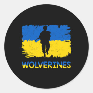 Sticker Rond Wolverines Soutiennent l'Ukraine Soutiennent l'Ukr