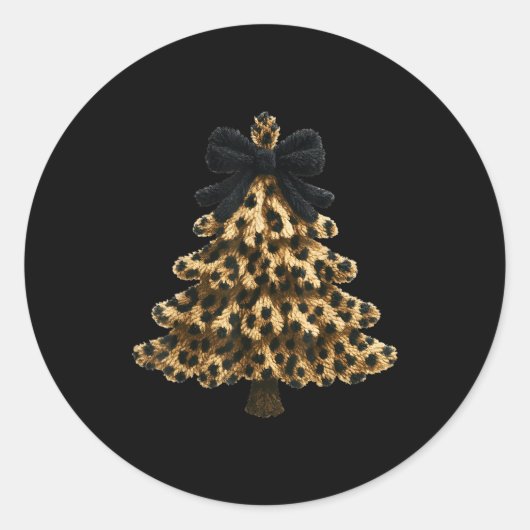 Sticker Rond Women Coquette Bow Leopard Christmas Tree Xmas Hol (Devant)