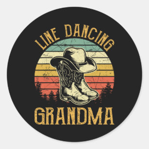 Sticker Rond Women Line Dance Grandma Danseuse Danse Pays Mu