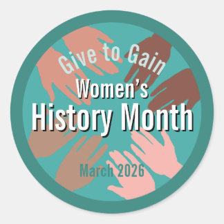 Sticker Rond Women’s History Month March 2026 Give to gain