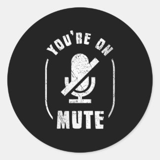 Sticker Rond Women’s You’re On Mute, Muted Home Office & Home