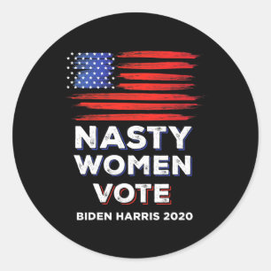 Sticker Rond Women Vote Biden Harris 2020 Drapeau américain Cad